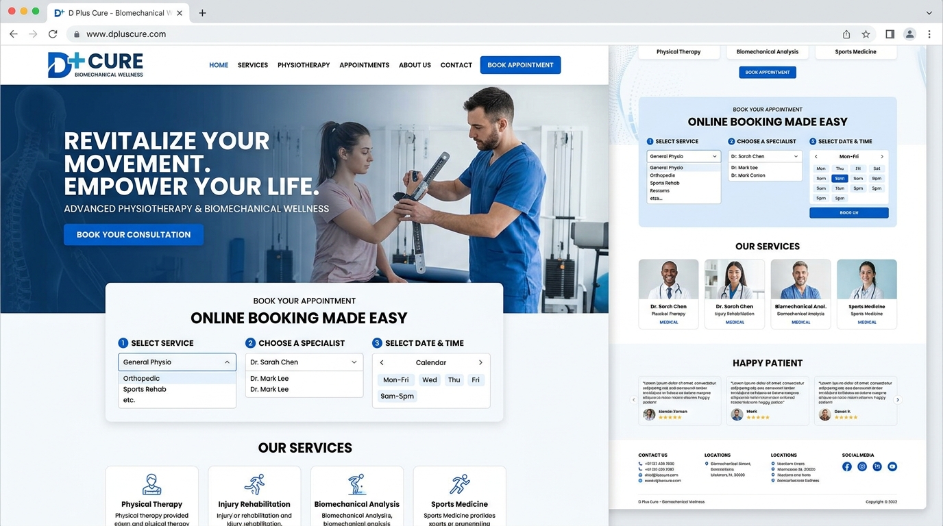 D Plus Cure Healthcare Portal Website Preview